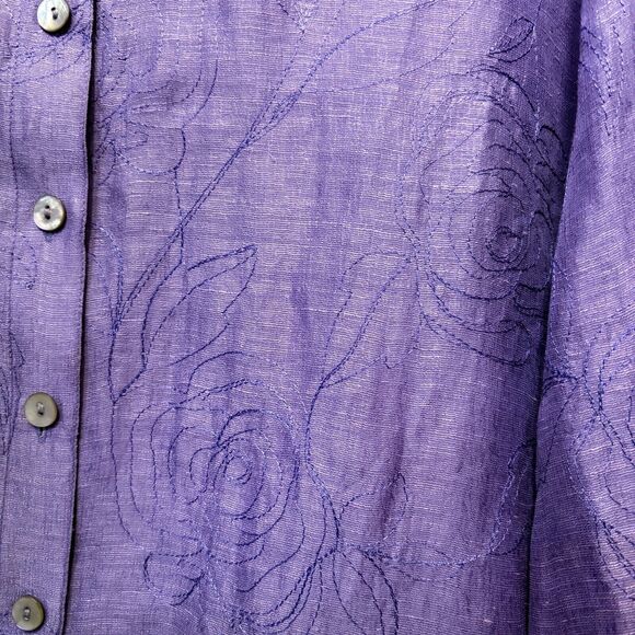 French Laundry Woman Purple Linen Silk Blend Button Up BlousePlus Size 2X - Picture 15 of 16
